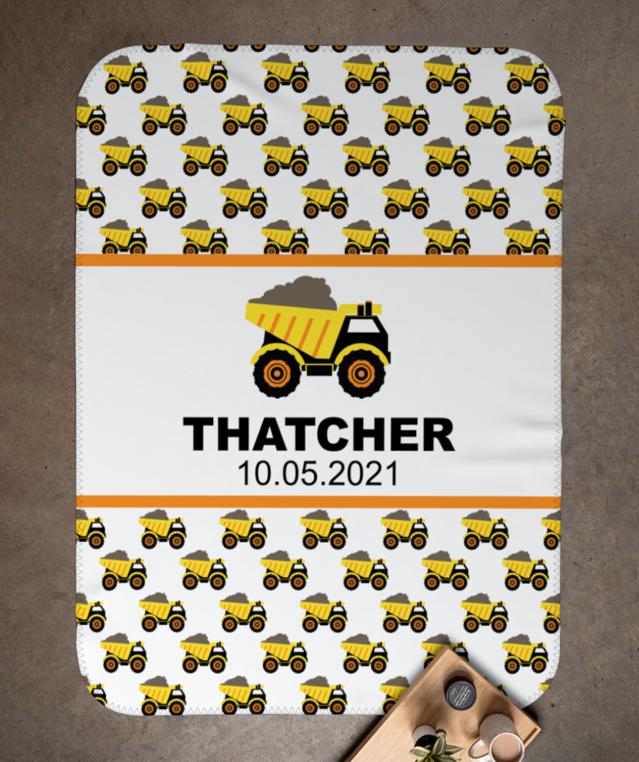 Personalized Blanket - Construction Dump Truck Name Blanket