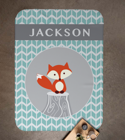 Personalized Fox Baby Blanket
