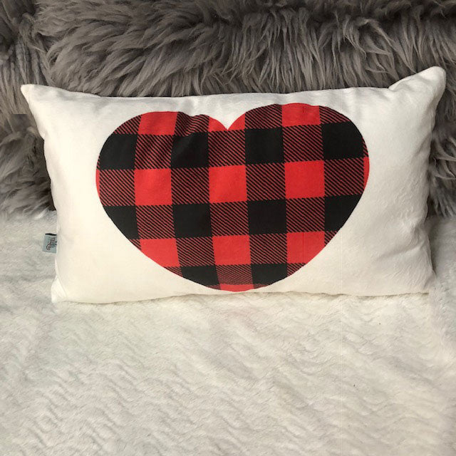 Buffalo plaid heart pillow