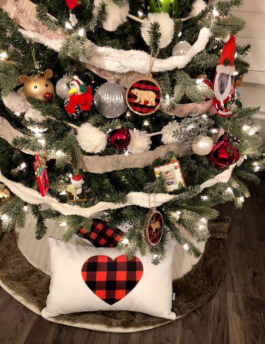 Buffalo plaid heart pillow