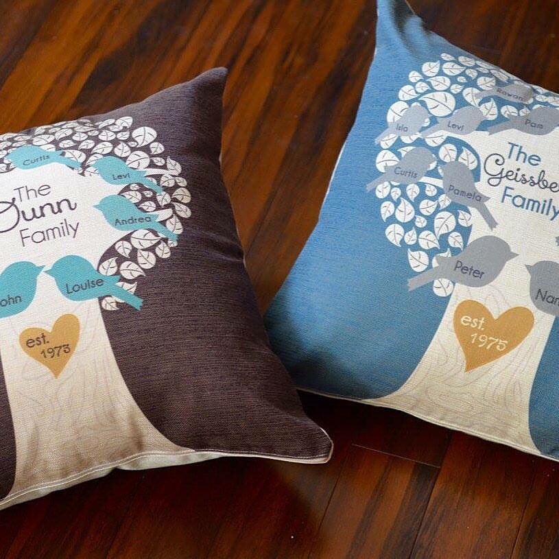 Personalized family tree pillow