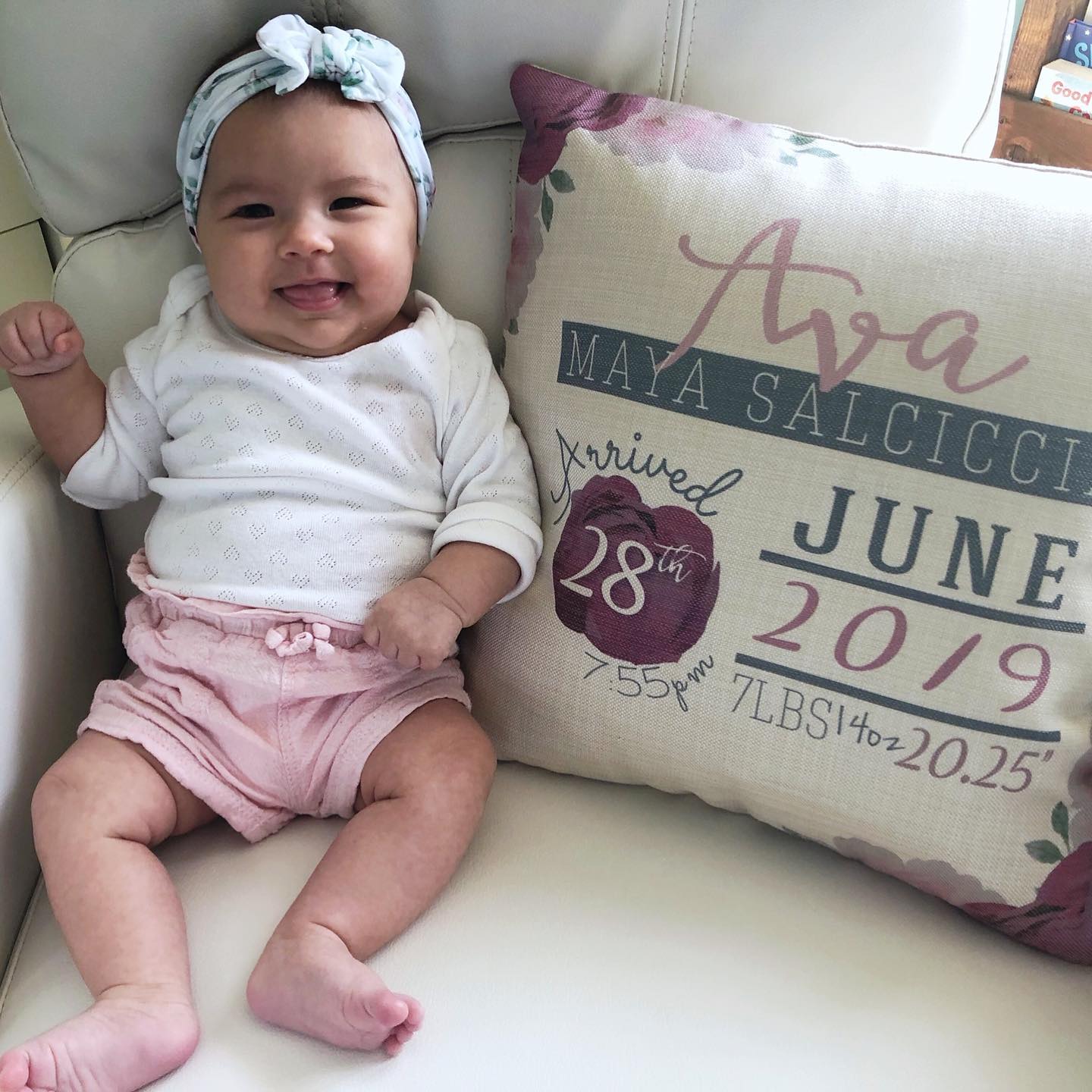 Peony Birth stat pillow