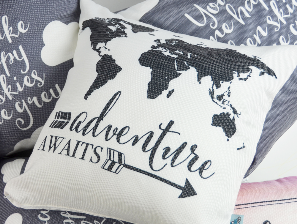 Adventure Awaits Monochrome Pillow