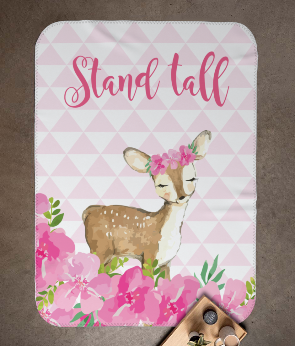 Personalized Floral Woodland Deer - Baby Blanket