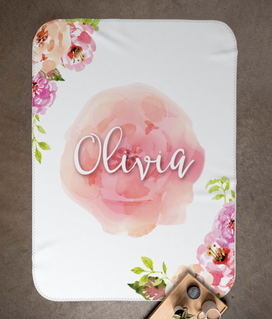 Floral Name Baby Blanket