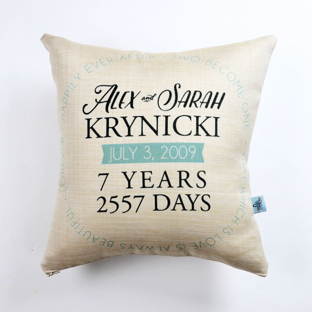 Personalized Anniversary Couples Pillow Cover