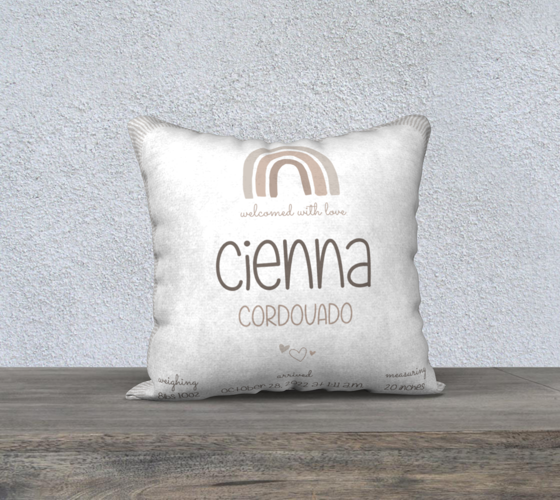 Personalized Birth Announcement Pillow - Rainbow Boho