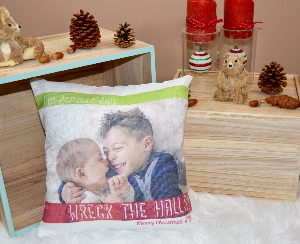 Christmas Photo Pillow. Did someone say wreck the halls?