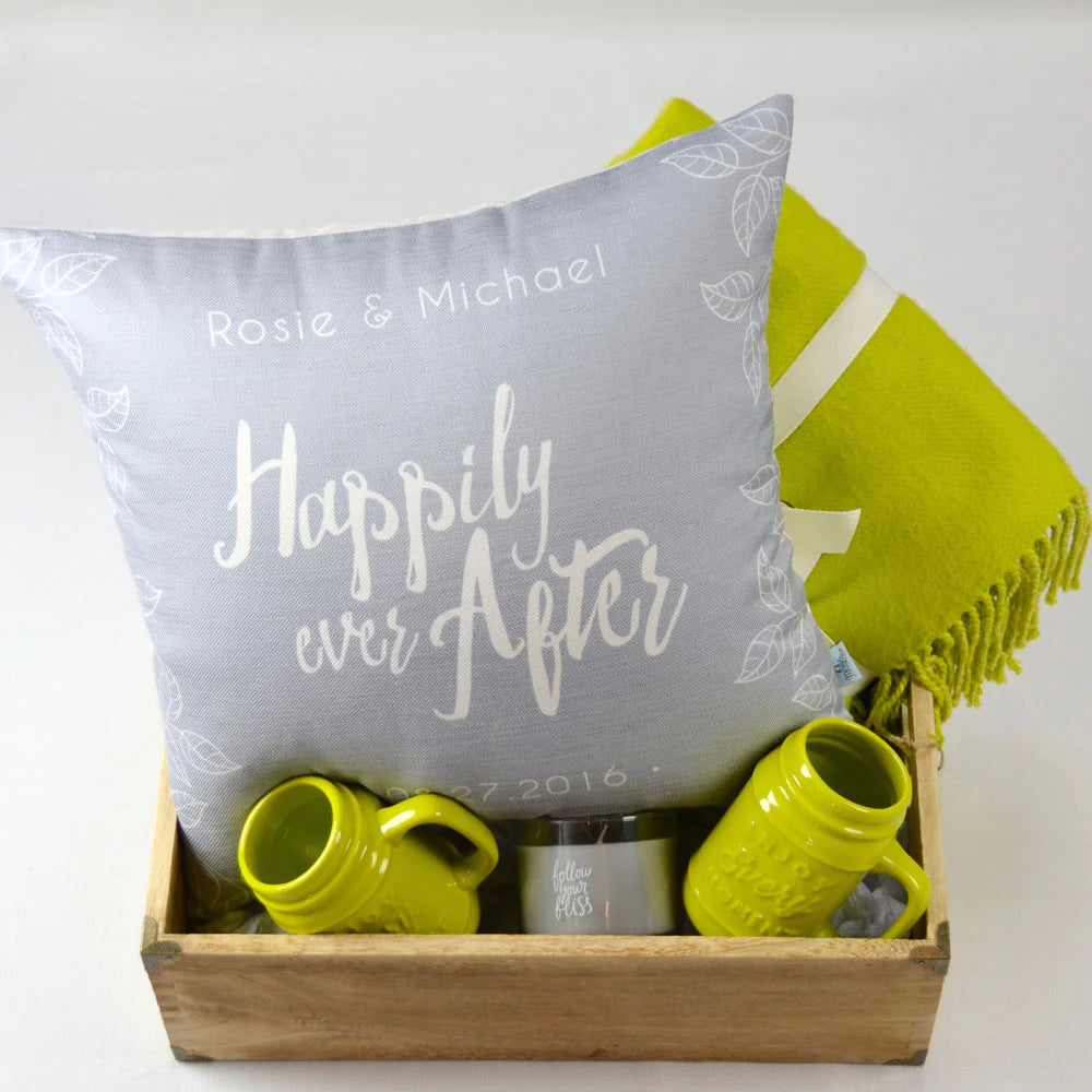 Botanical Personalized “Happily Ever After” Personalized Pillow Cover