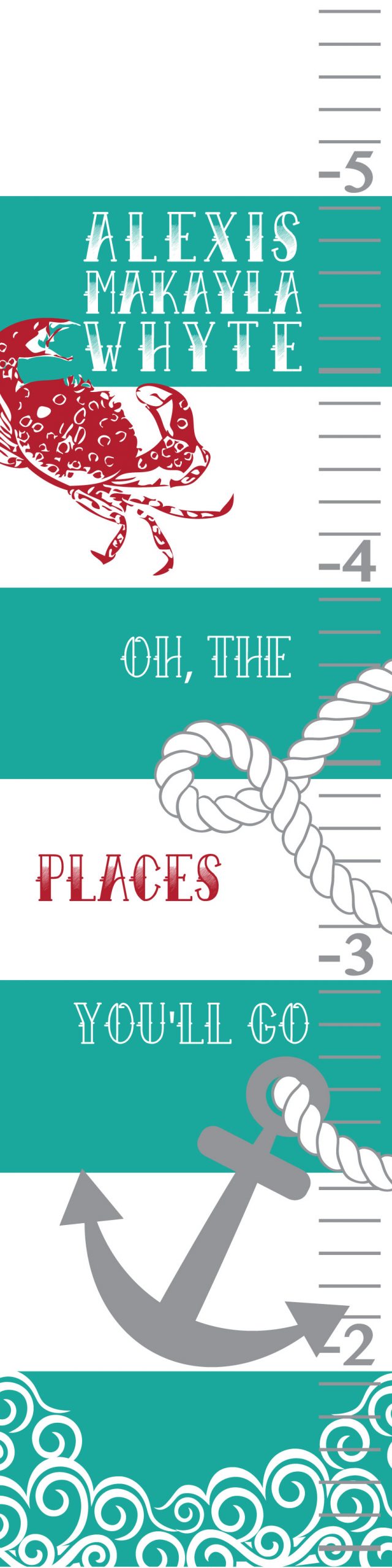 Nautical Themed Personalized Growth Chart