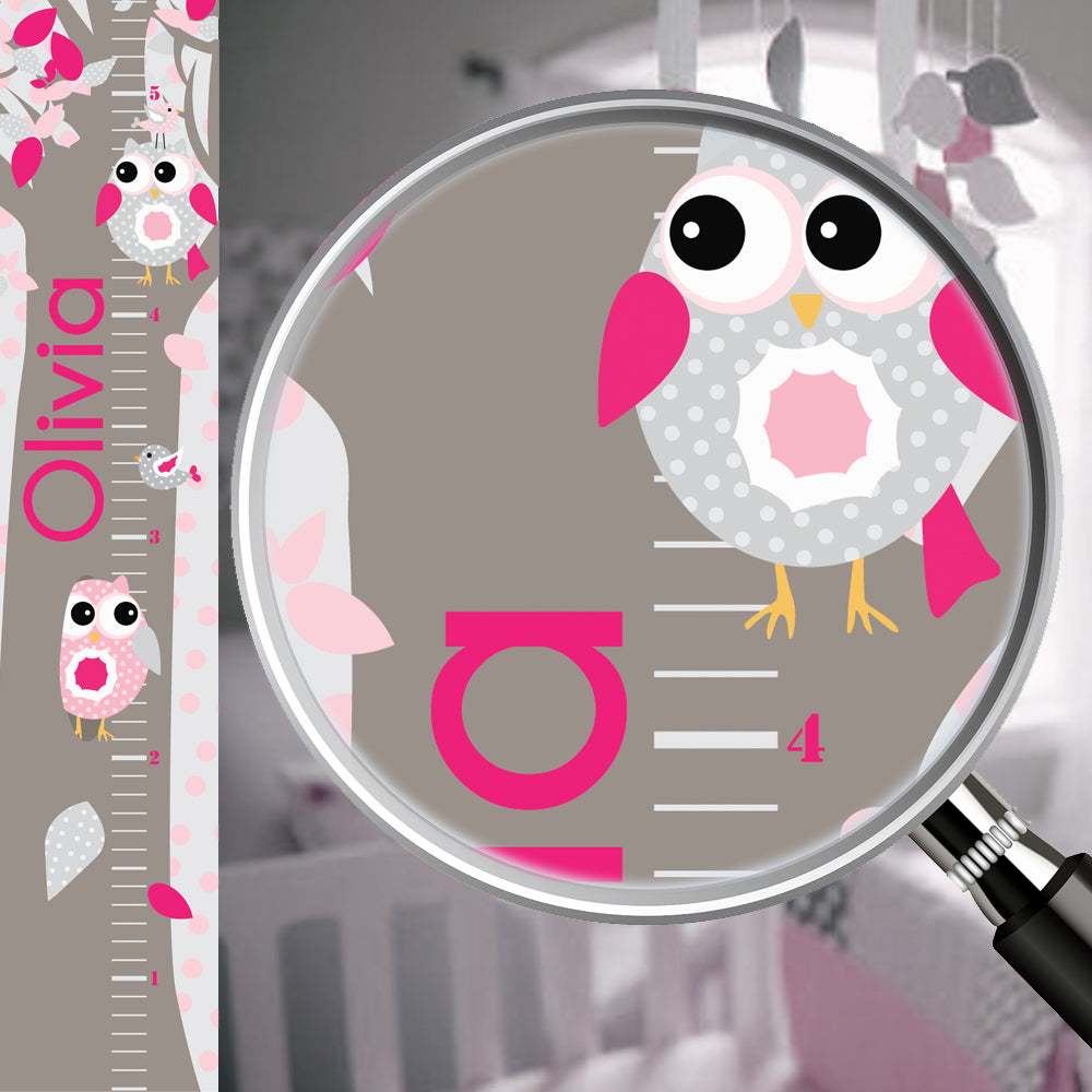 Personalized Owl Growth Chart Pink