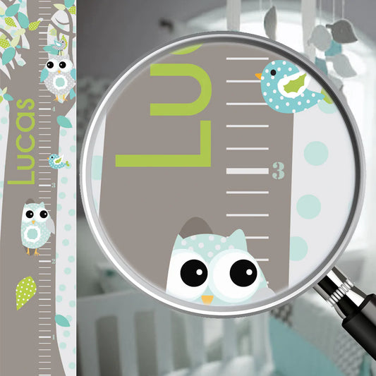 Personalized Growth Chart – Owl Turquoise
