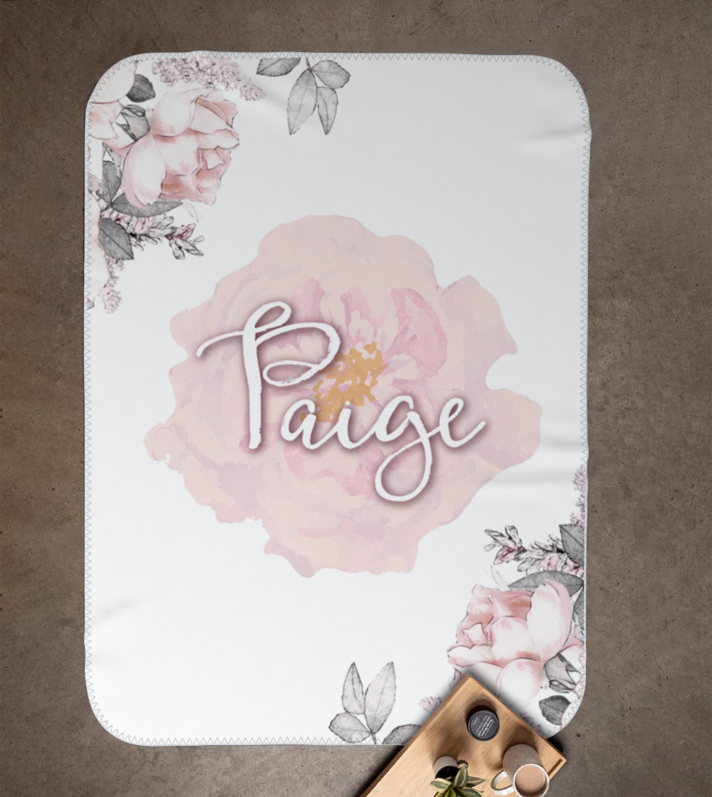 Personalized Floral Rose Name Blanket - Stroller Sized