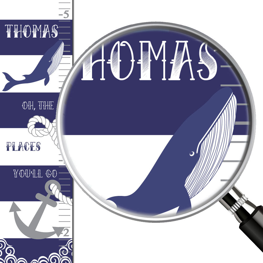 Personalized Nautical Whale Growth Chart. Made in Canada.