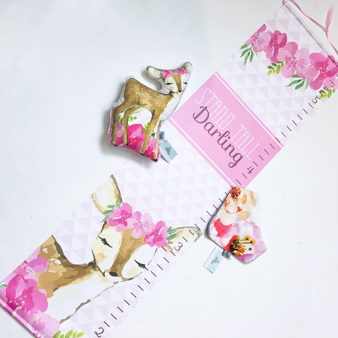 fawn deer floral personalized growth chart height chart
